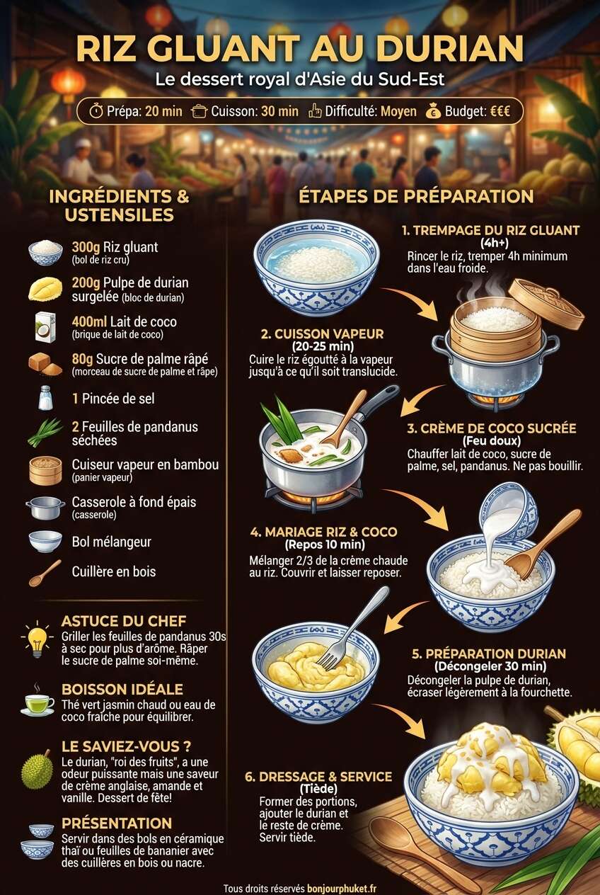 Fiche recette Recette de riz gluant au durian Fiche recette Recette de riz gluant au durian