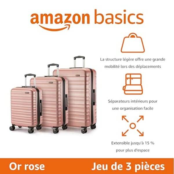 Découvrez notre test complet des bagages rigides Amazon Basics en abs or rose : durabilité, design et rapport qualité-prix analysés en détail.