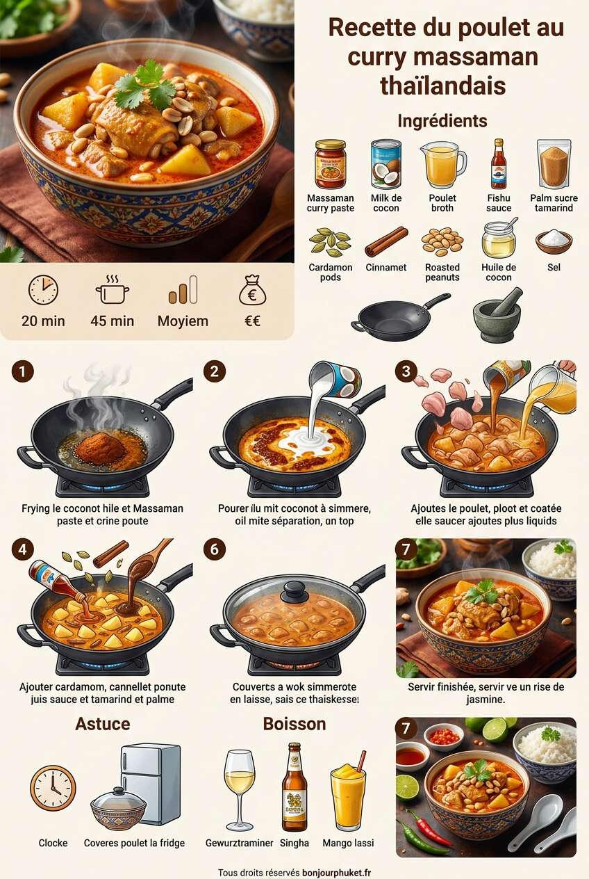 Fiche recette Recette du poulet au curry massaman tha&iuml;landais