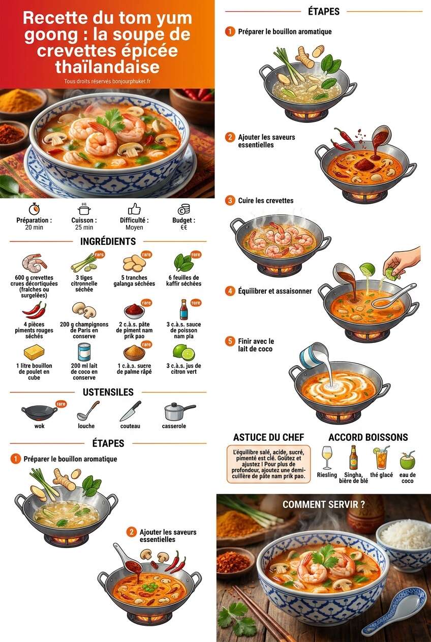 Fiche recette Recette du tom yum goong : la soupe de crevettes &eacute;pic&eacute;e tha&iuml;landaise