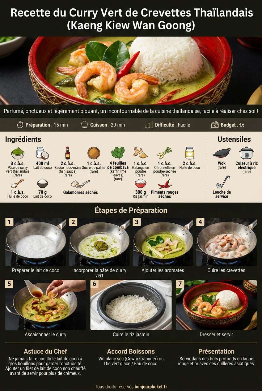 Fiche recette Recette du curry vert de crevettes tha&iuml;landais (Kaeng Kiew Wan Goong)