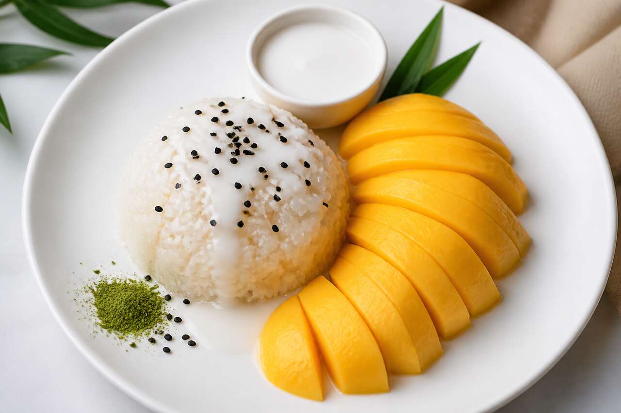 Recette du duo de riz gluant à la mangue et au lait de coco