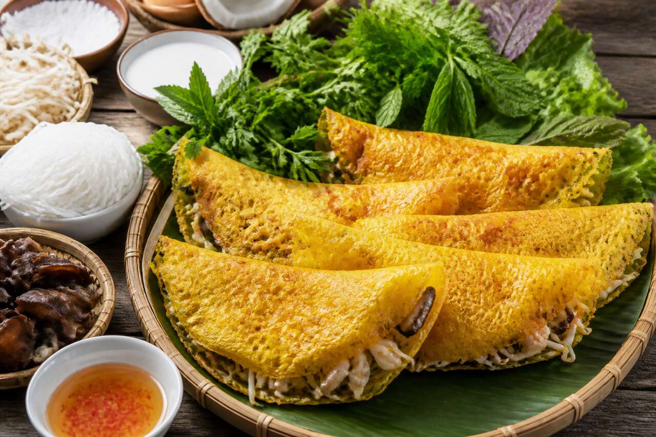 Recette de mini banh xeo : crêpes vietnamiennes croustillantes