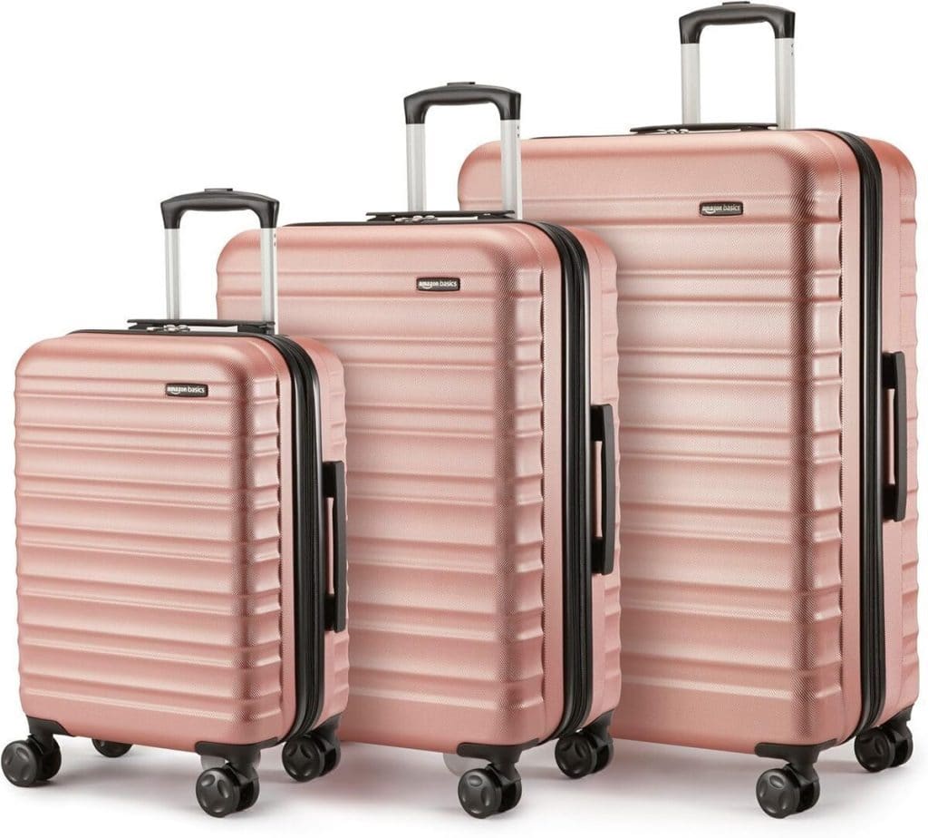 Test des bagages rigides Amazon Basics en abs or rose