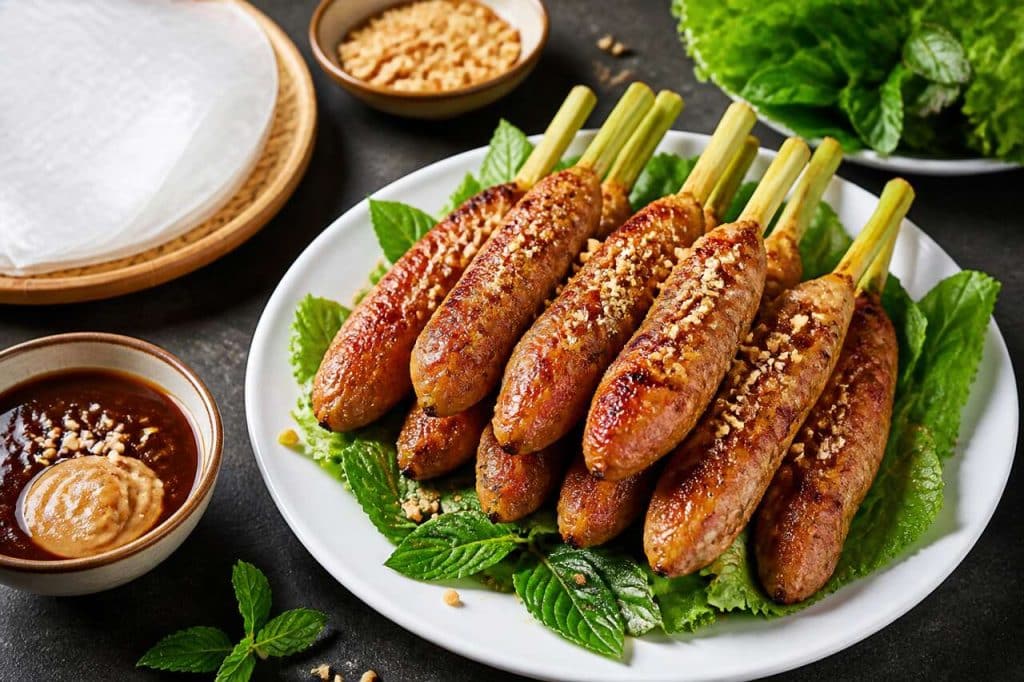 Recette de porc grillé à la citronnelle en rouleau nem nuong