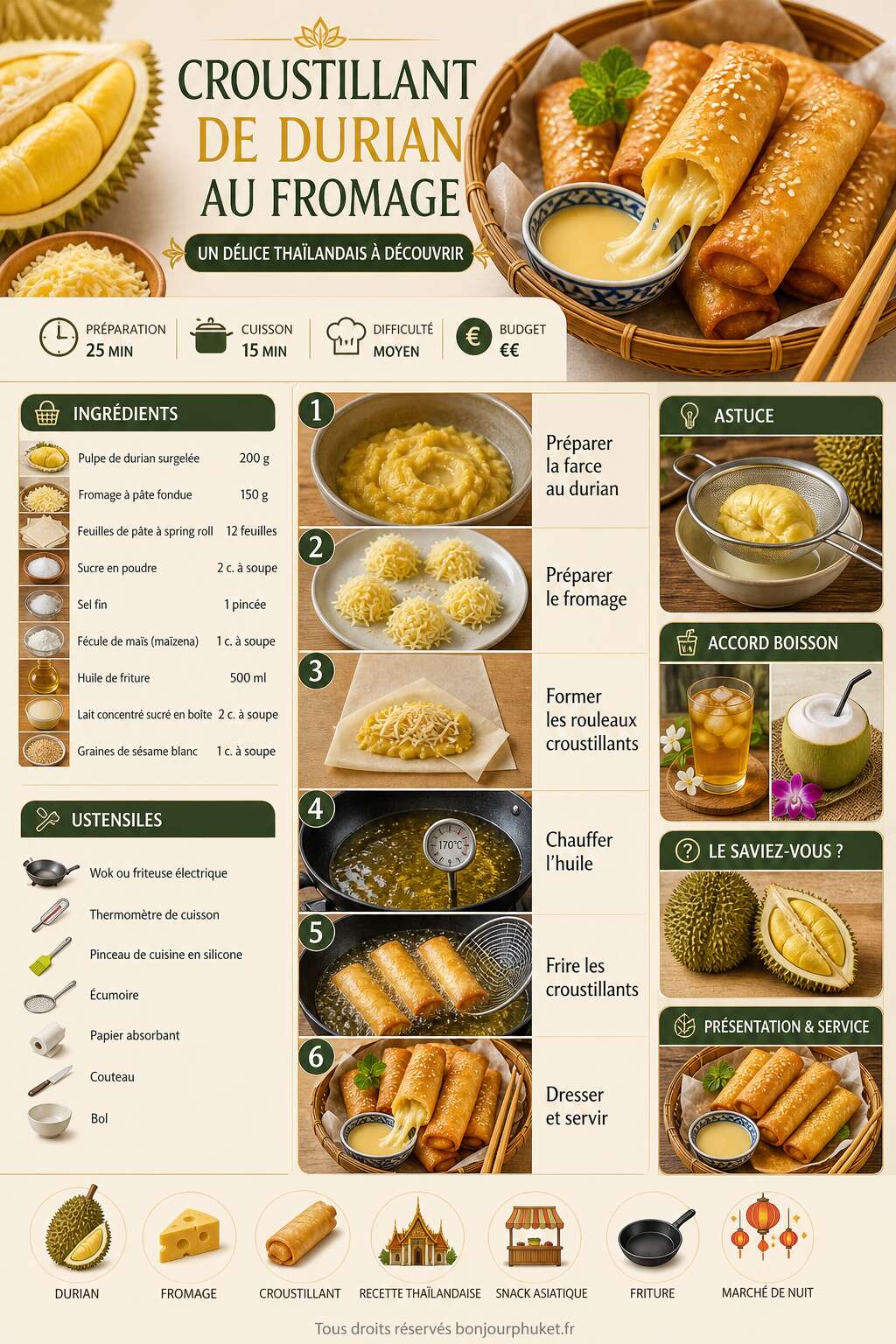 Fiche recette Recette de croustillant de durian au fromage : un d&eacute;lice tha&iuml;landais &agrave; d&eacute;couvrir