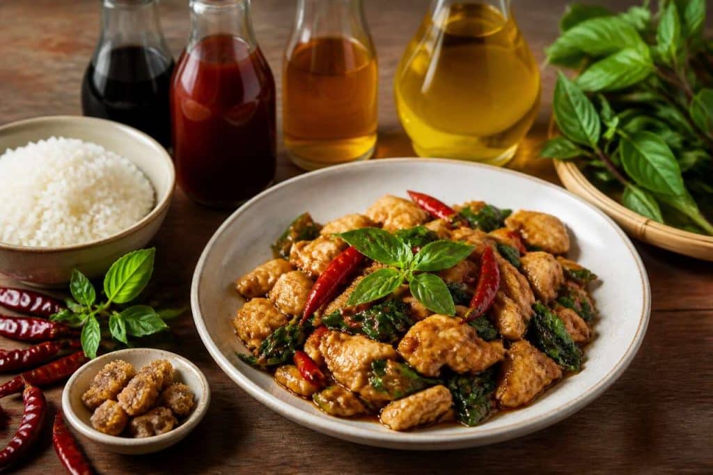 Recette du poulet sauté aux feuilles de basilic thaï (Pad Kai Horapha)