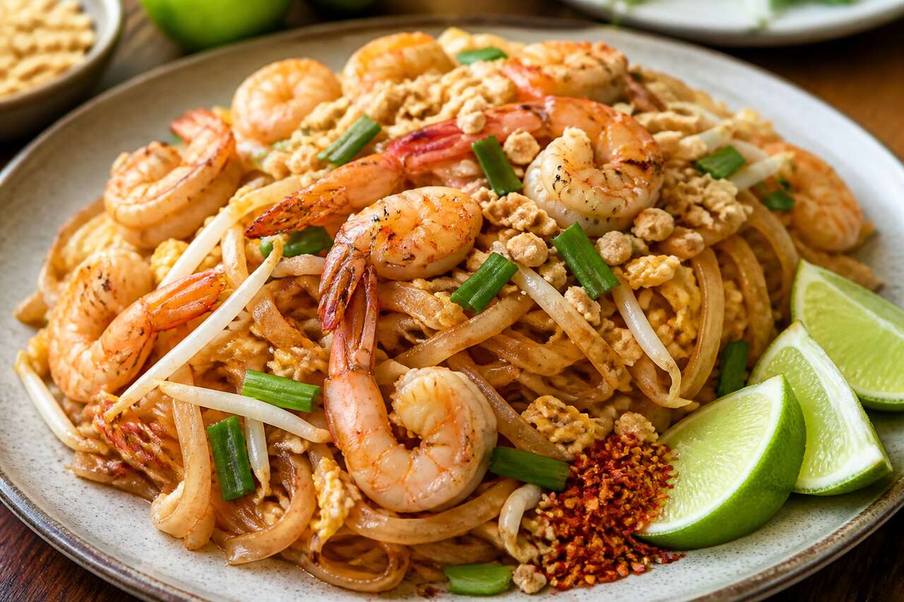 Recette du pad thaï aux crevettes : nouilles sautées façon thaïlandaise