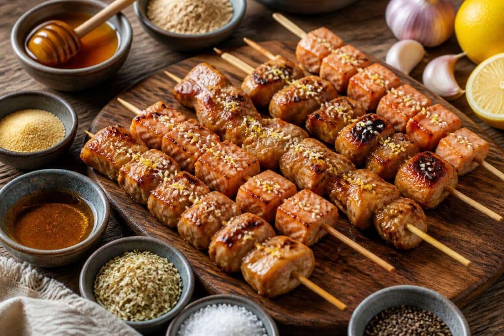 Recette de brochettes de poulet et de saumon à la vietnamienne