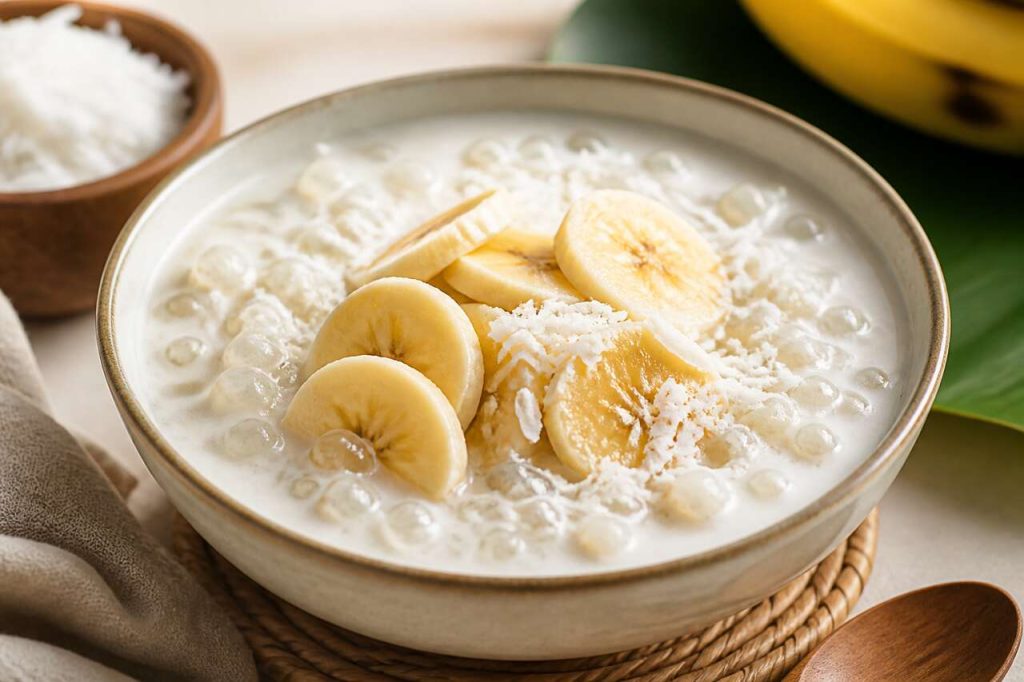 Recette de la crème de coco à la banane et billes de tapioca