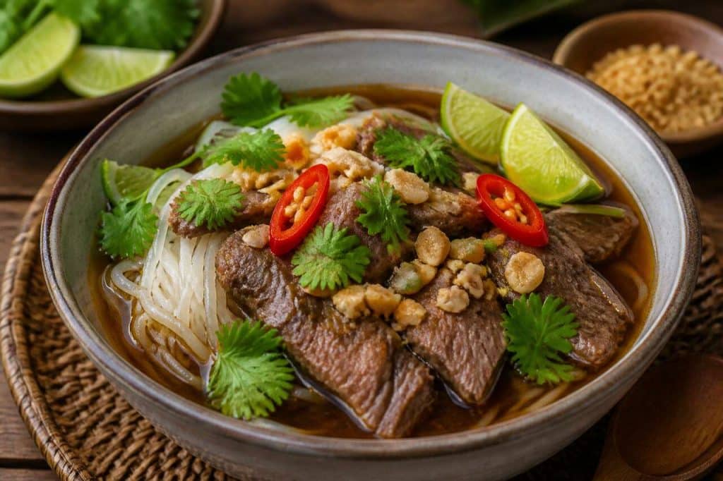 Recette de soupe de vermicelles et de bœuf au bouillon thaï