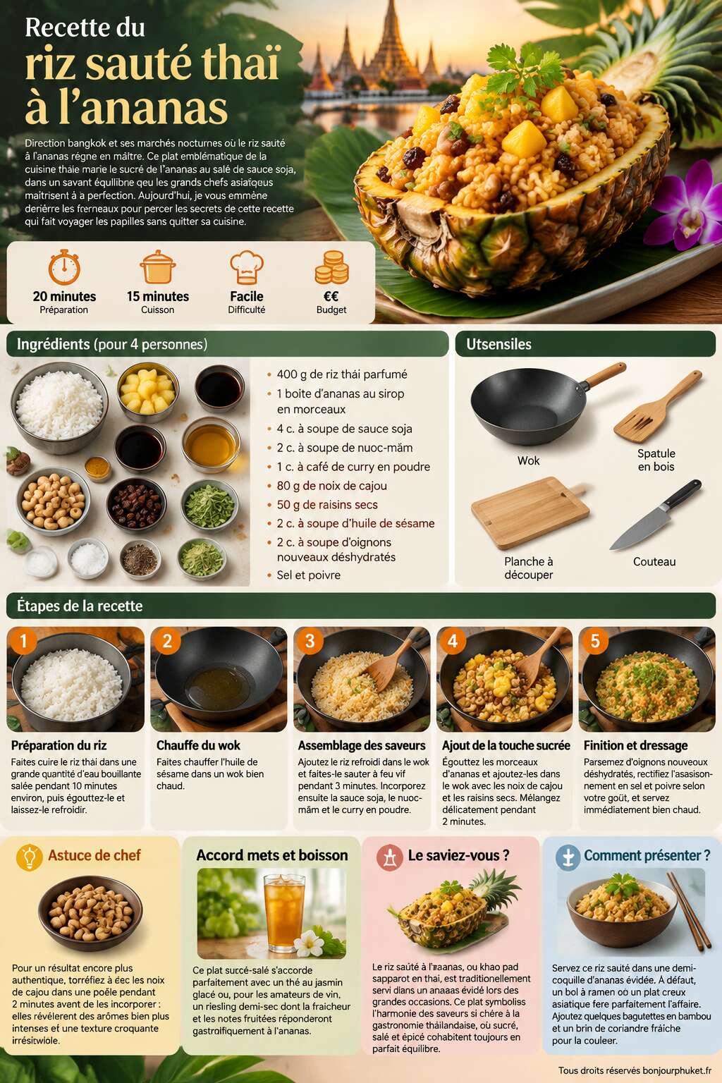 Fiche recette Recette du riz saut&eacute; tha&iuml; &agrave; l'ananas