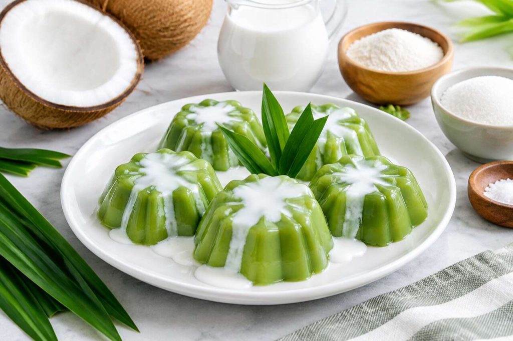 Recette de gelée au pandan et à la noix de coco