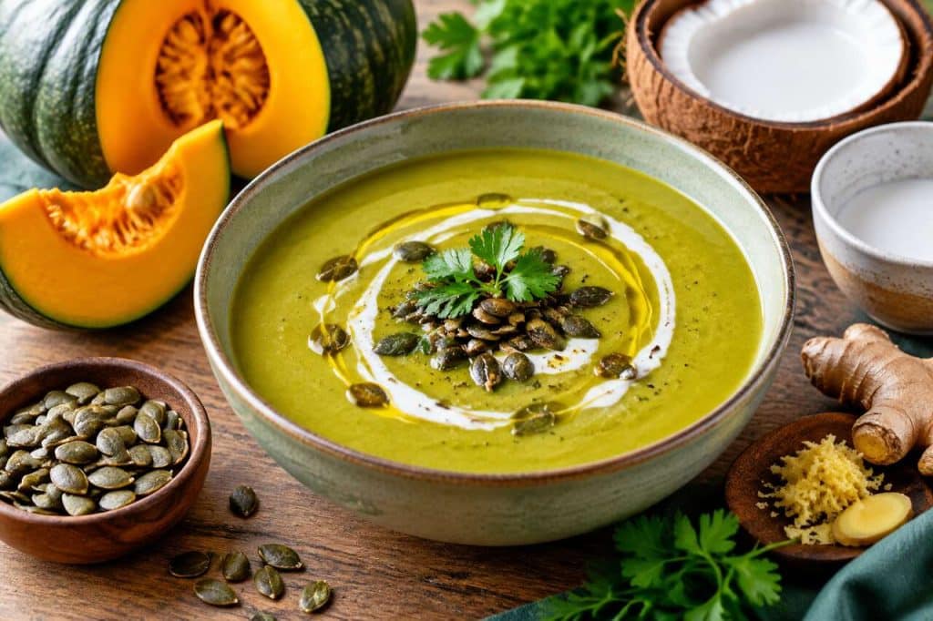 Recette du velouté de potimarron vert au lait de coco