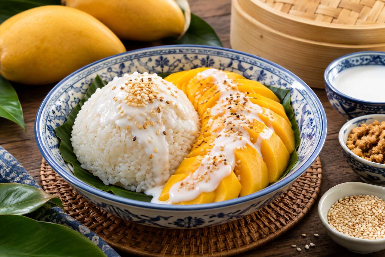 Recette du riz gluant à la mangue et au lait de coco