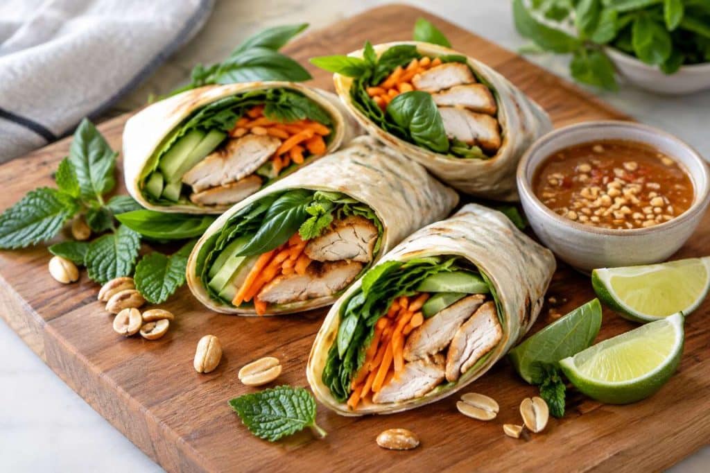 Recette de wraps au poulet et basilic thaï